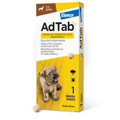 ADTAB DOG 56,25mg tabletka na pchły i kleszcze dla psa 1,3-2,5kg